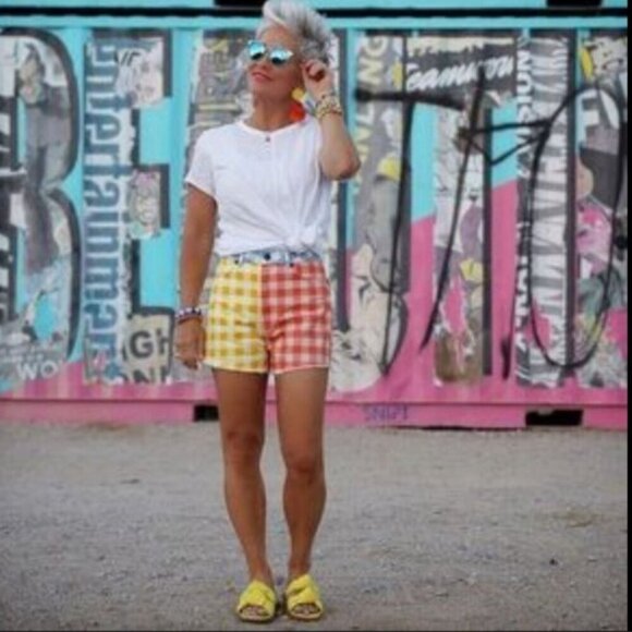 Anthropologie X Farm Rio Gingham Color Block High Waist Shorts Size M - Picture 8 of 14
